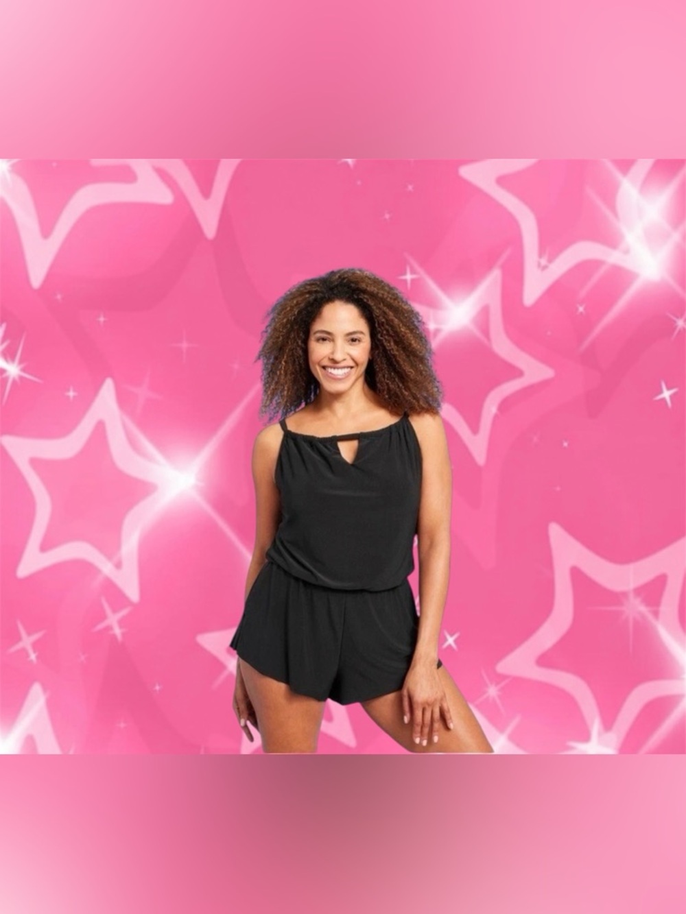 NWT Aqua Green Women's Swim Romper Size Large Black One Piece Sleeveless 676127R